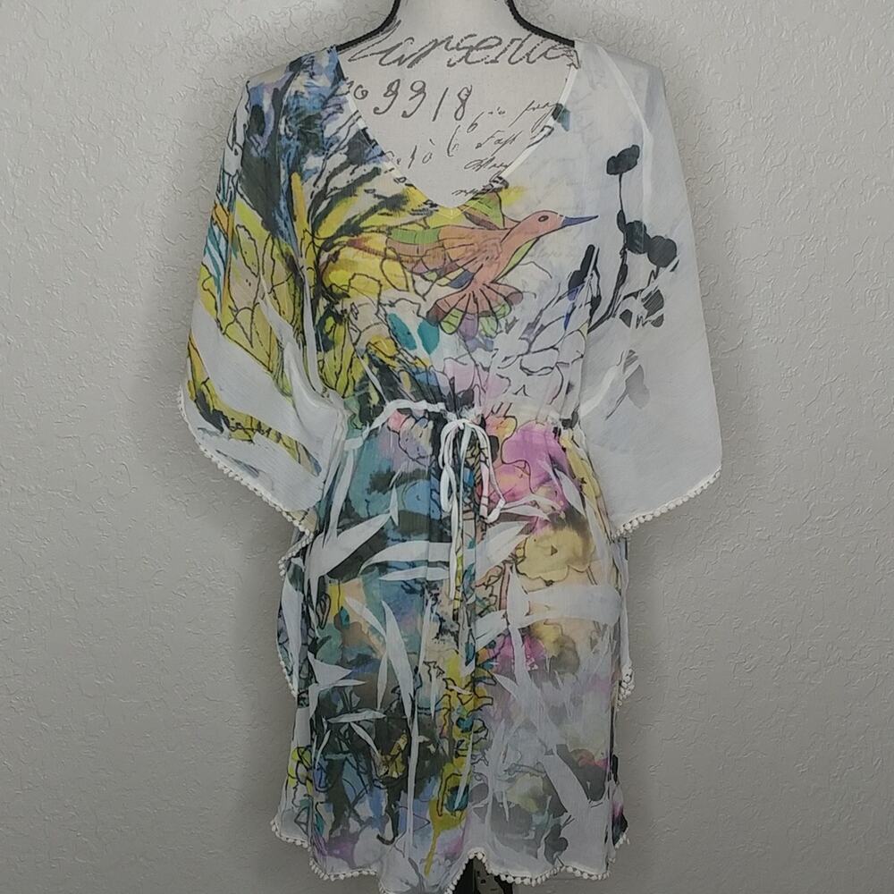 Y2K Mushka By Sienna Rose, Inc. Floral and Bird Print Sheer Dress Size M